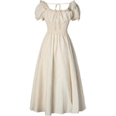 Medieval Renaissance Victorian Peasant Retro High-Waist Short-Sleeve Dress - Halloweez